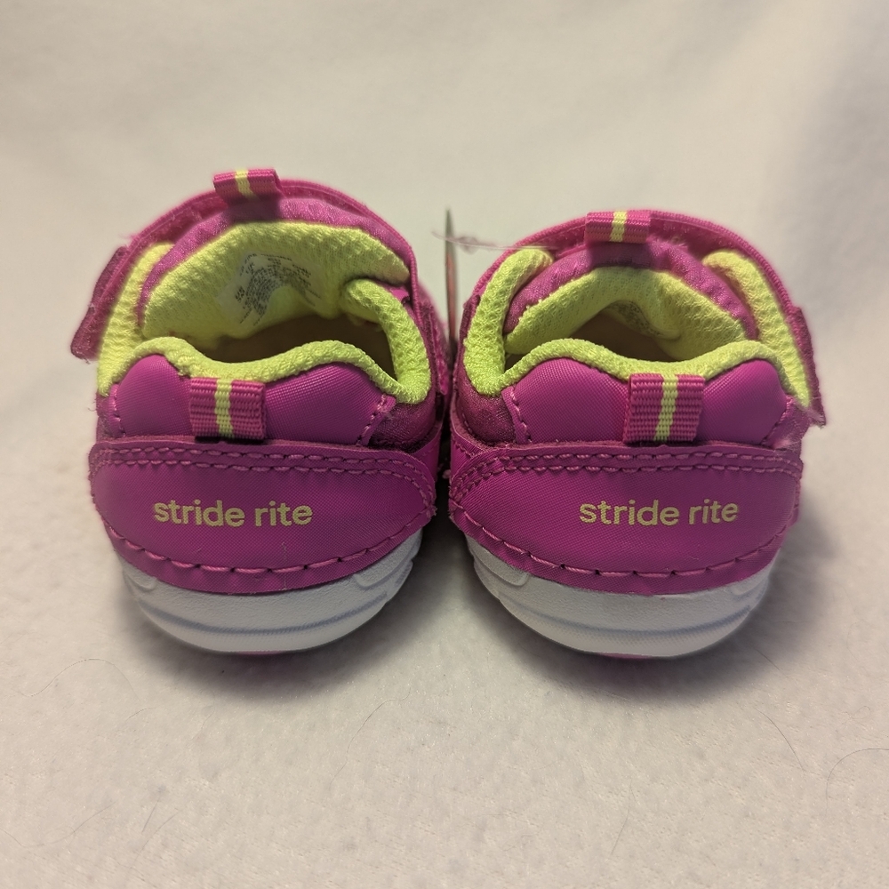 NWT Stride Rite Zips Runner Baby Shoes In Hot Pink, Size 3M - Picture 5 of 7